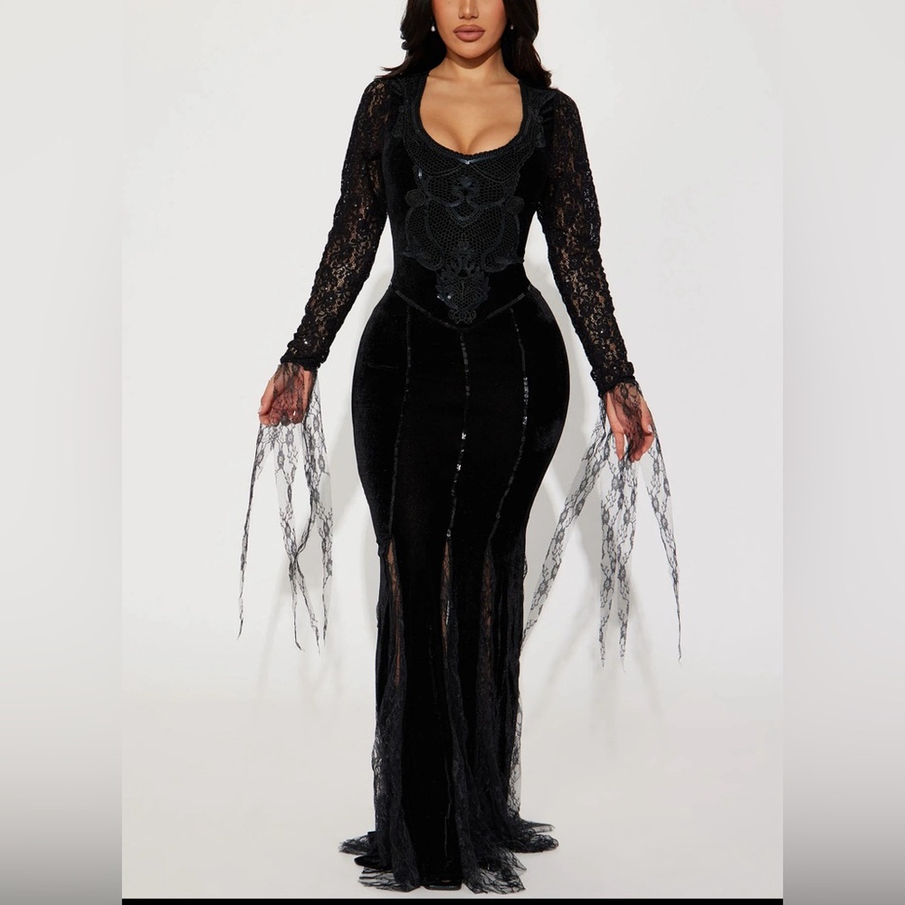 Black lace gown costume